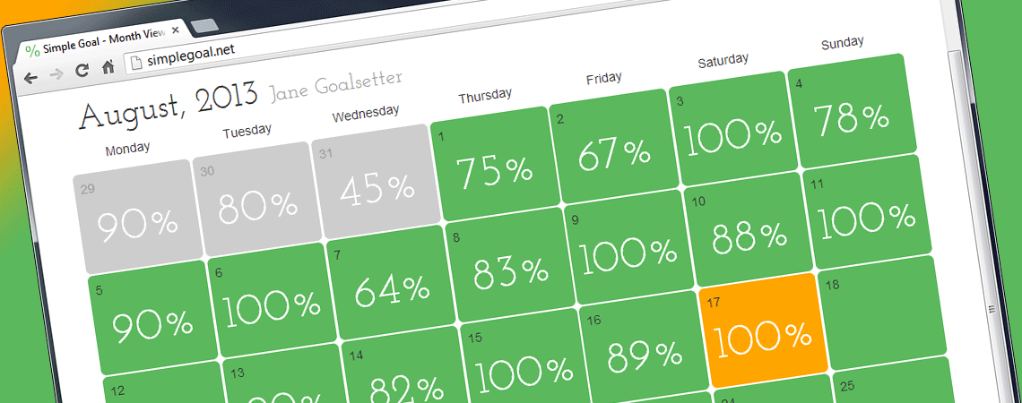 Screenshot of the Simple Goal calendar